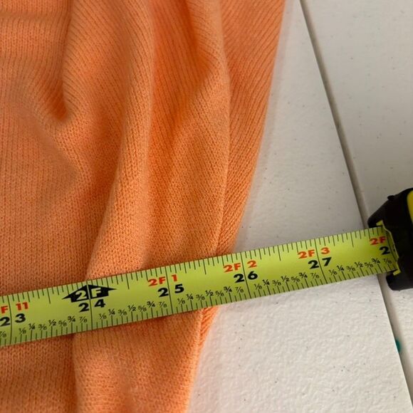 Made In Italy Sweater Women's Orange V-Neck Slouchy Dolman Pullover Knit - Picture 9 of 9